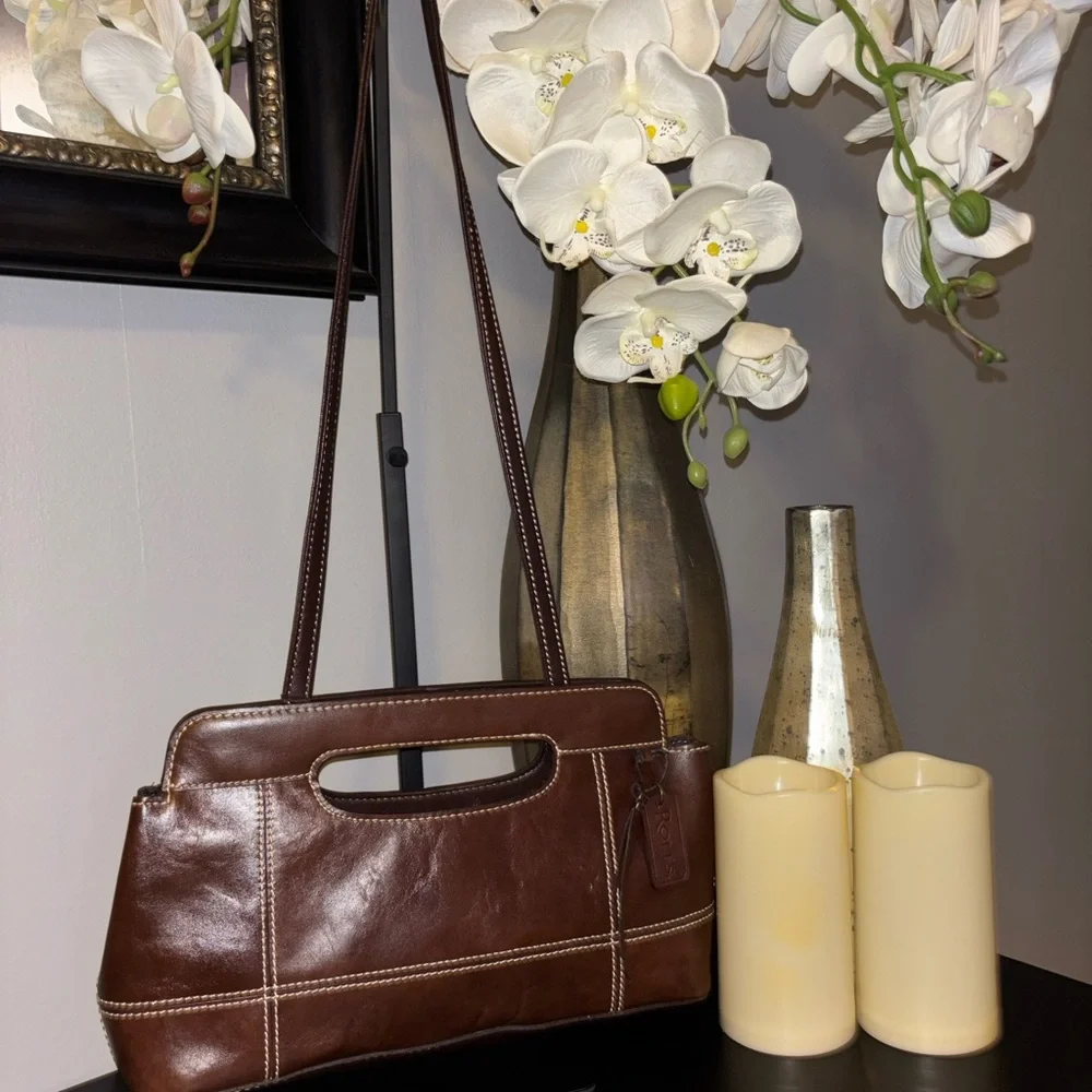 Vintage Rolfs Genuine Leather Elegant Brown Handbag.